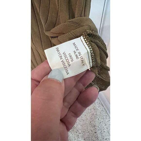 Gaby Tricot Women's Ribbed Short Sleeve V-Neck Tube Sequin Green T-Shirt Size L - Picture 6 of 10